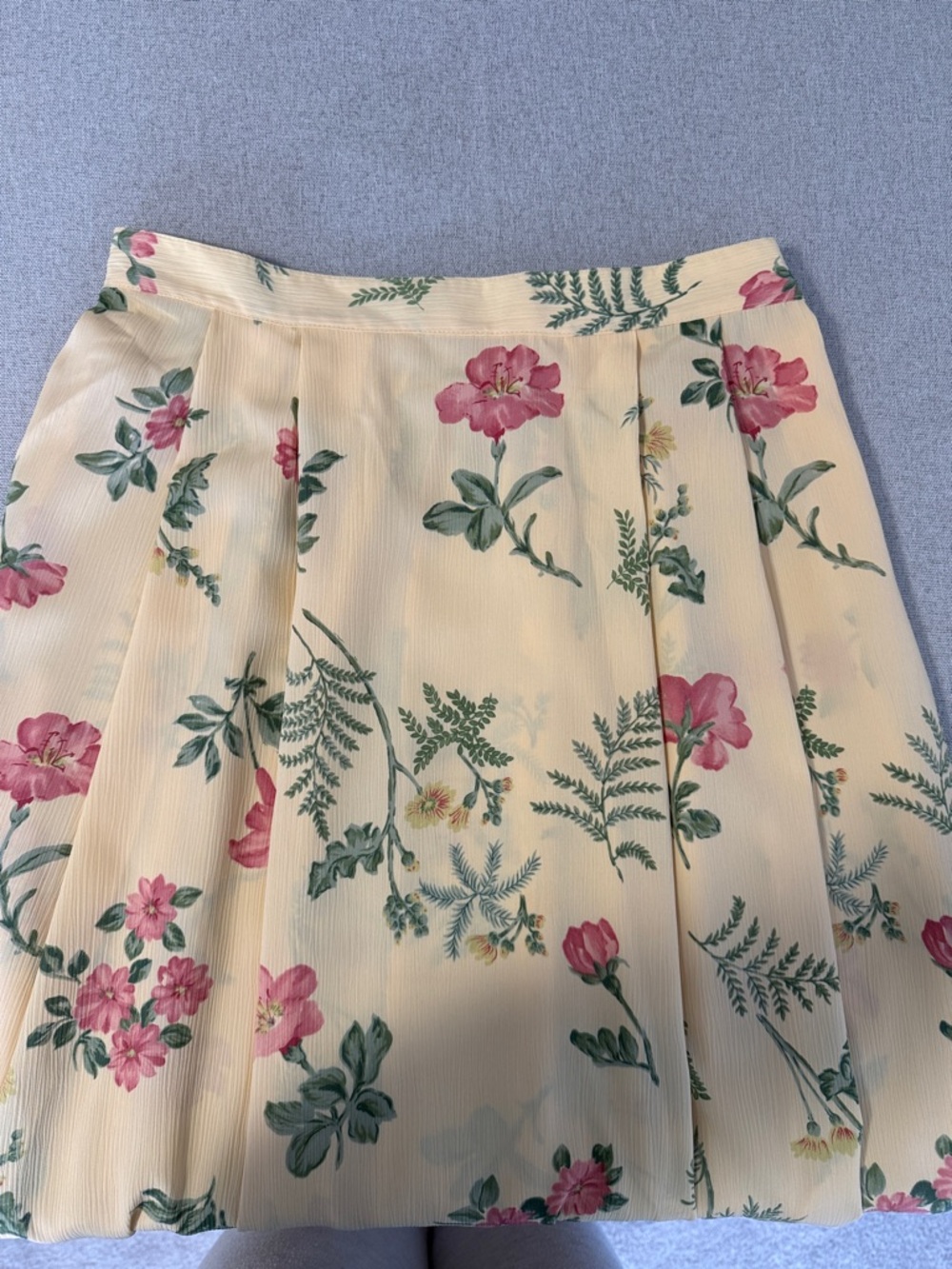 Alfred Dunner Yellow Floral Midi Skirt with Pink & Green Print SZ10 - Picture 3 of 13
